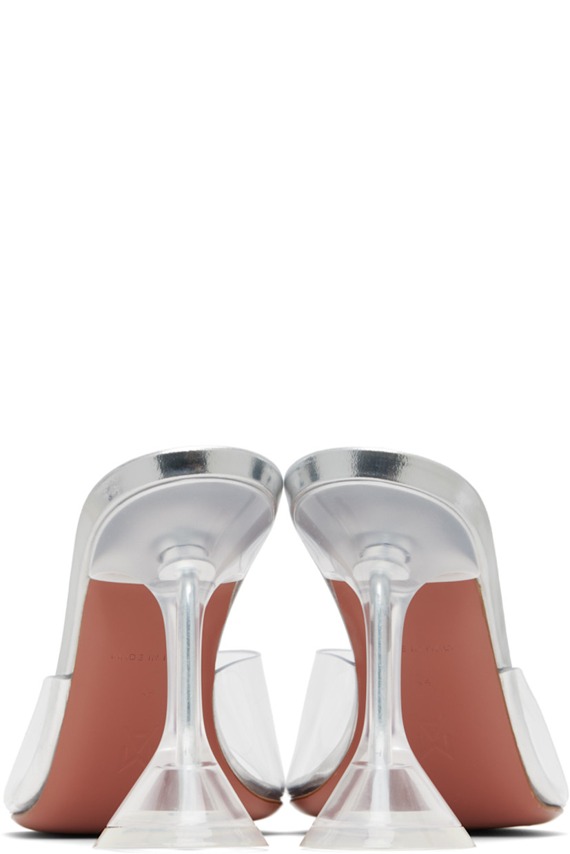 Transparent vinyl heeled sandals.

· Open square toe
· Logo-embossed goatskin footbed
· Transparent spool heel
· Polished leather sole with rubber injection
· Heel: H3.75"

Supplier color: Transparent PVC