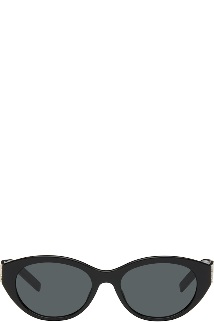 Cat-eye acetate-frame sunglasses in black.

· Gray lenses, category 3
· 100% UVA/UVB protection
· Integrated nose pads
· Logo hardware at hinges
· Includes case
· Size: 54.18 140

Supplier color: Black/Light gold/Black