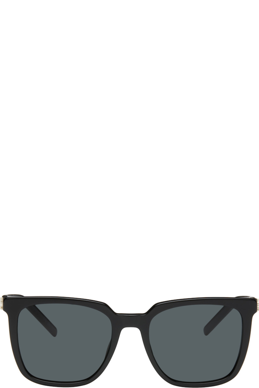 Square acetate-frame sunglasses in black.

· Gray lenses, category 3
· 100% UVA/UVB protection
· Integrated nose pads
· Logo hardware at hinges
· Includes case
· Size: 54.19 145

Supplier color: Black/Light gold/Black