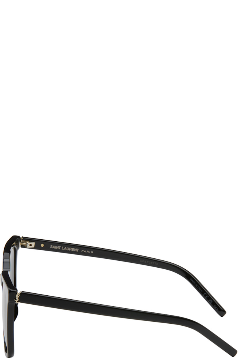 Square acetate-frame sunglasses in black.

· Gray lenses, category 3
· 100% UVA/UVB protection
· Integrated nose pads
· Logo hardware at hinges
· Includes case
· Size: 54.19 145

Supplier color: Black/Light gold/Black