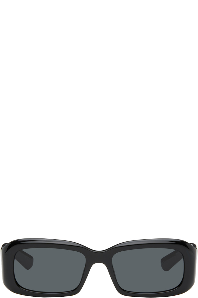 Rectangular acetate-frame sunglasses in black.

· Gray lenses, category 3
· 100% UVA/UVB protection
· Integrated nose pads
· Logo stamp at temples
· Includes case
· Size: 55.18 135

Supplier color: Black