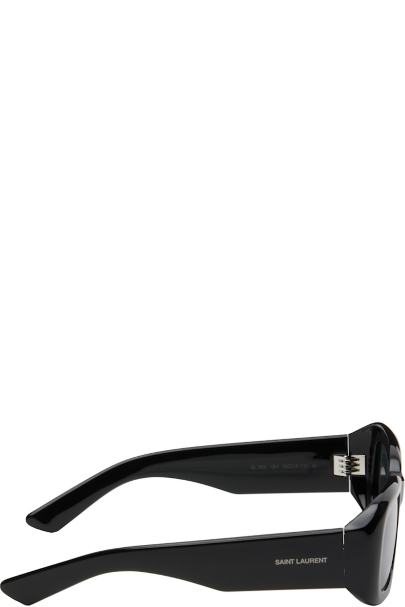 Rectangular acetate-frame sunglasses in black.

· Gray lenses, category 3
· 100% UVA/UVB protection
· Integrated nose pads
· Logo stamp at temples
· Includes case
· Size: 55.18 135

Supplier color: Black