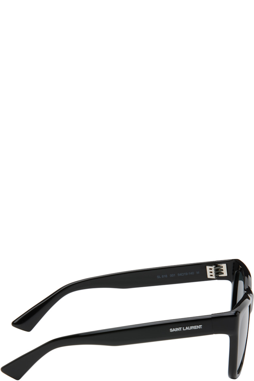 Square acetate-frame sunglasses in black.

· Gray lenses, category 3
· 100% UVA/UVB protection
· Integrated nose pads
· Logo stamp at temples
· Includes case
· Size: 54.19 140

Supplier color: Black