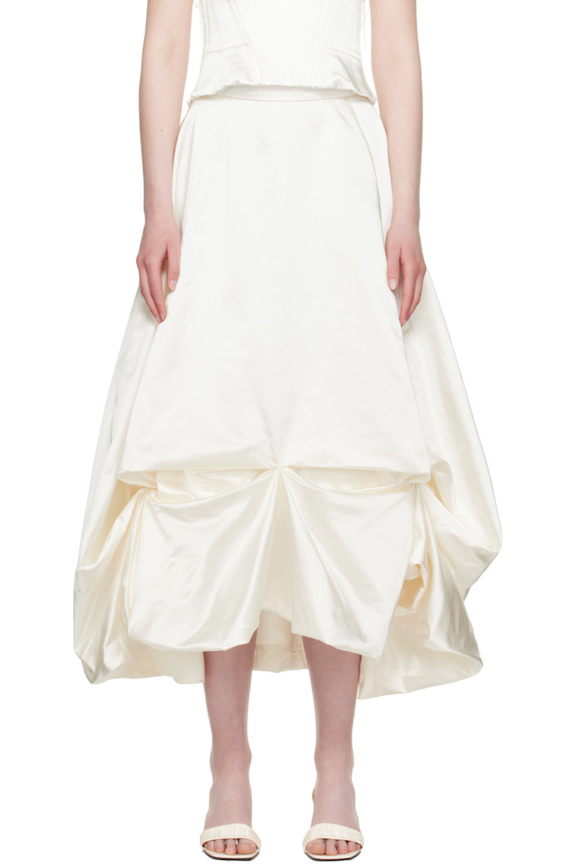 Polyester- and silk-blend duchesse satin maxi skirt. 

· Modified bubble hem 
· Zip closure at back

Part of the SSENSE Bridal capsule.

Supplier color: Ivory