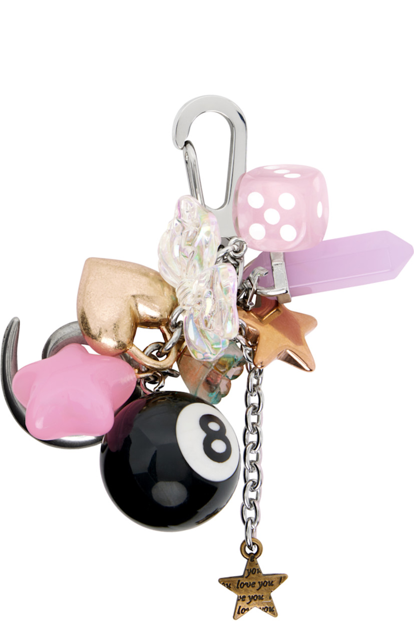 Keychain in silver- and gold-tone stainless steel.

· Graphic charms at drop
· Lanyard-clasp fastening
· H3" x W2.5"

Supplier color: Silver/Multi