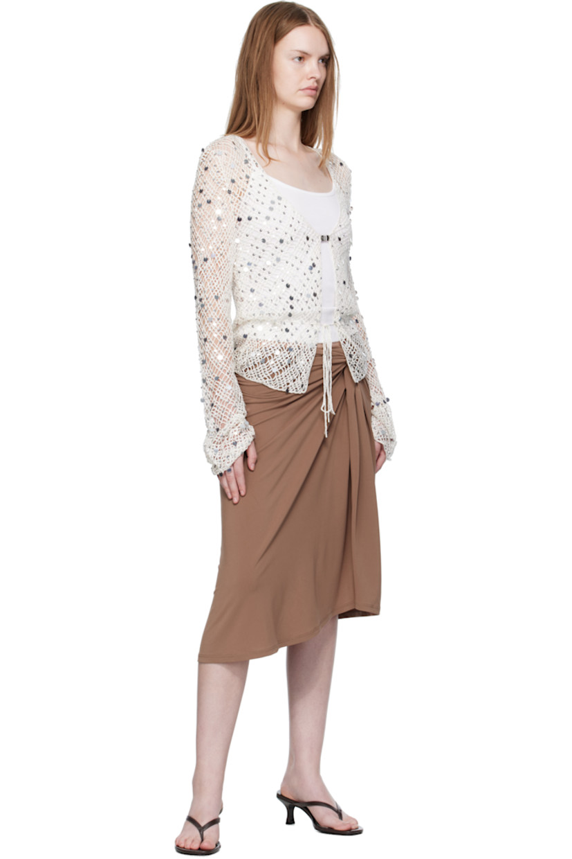 Stretch jersey midi skirt.

· Gathering at elasticized waistband 
· Twisted detailing at front 
· Slit at front 

Part of the Elemental 06 collection.

Supplier color: Chestnut