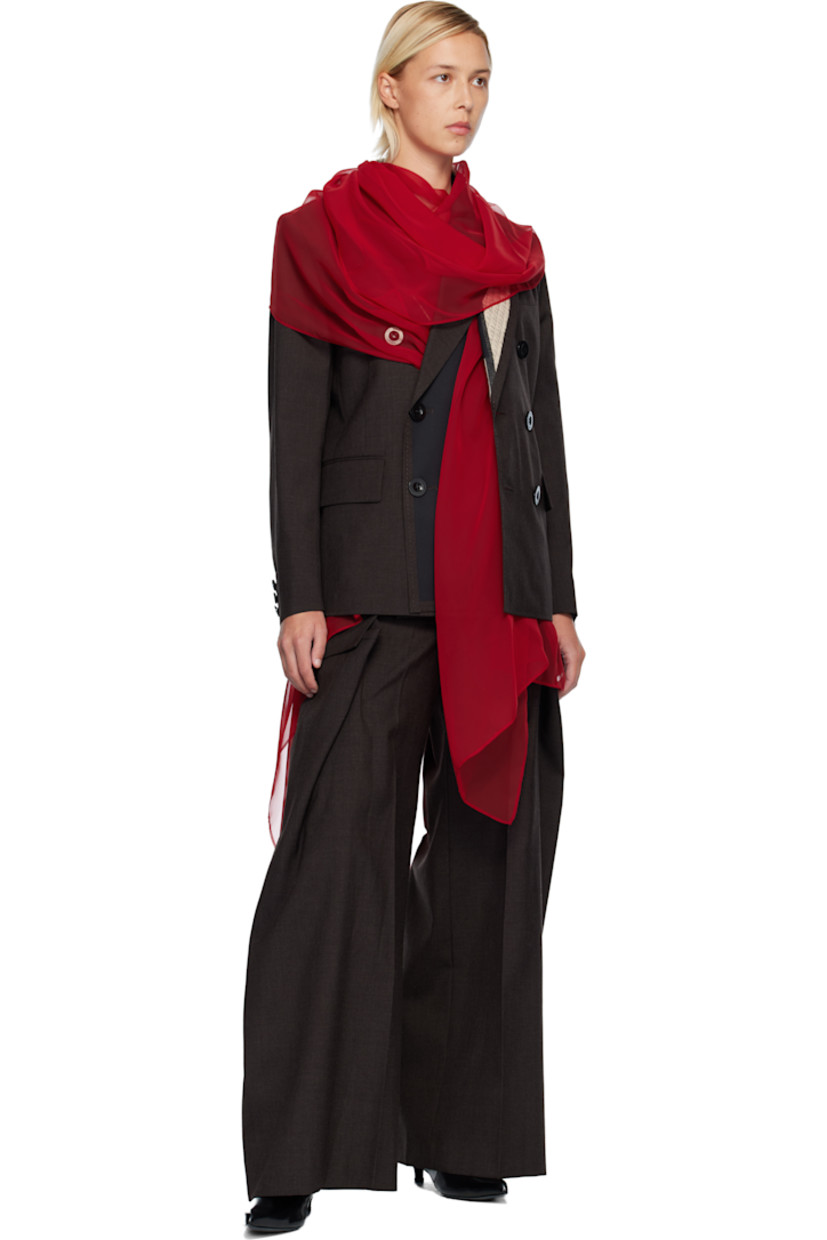 Plain-woven wool trousers.

· Belt loops
· Detachable cinch belt at waistband
· Four-pocket styling
· Zip fly 
· Cargo pocket and pleats at outseams 
· Creased legs 

Supplier color: Brown