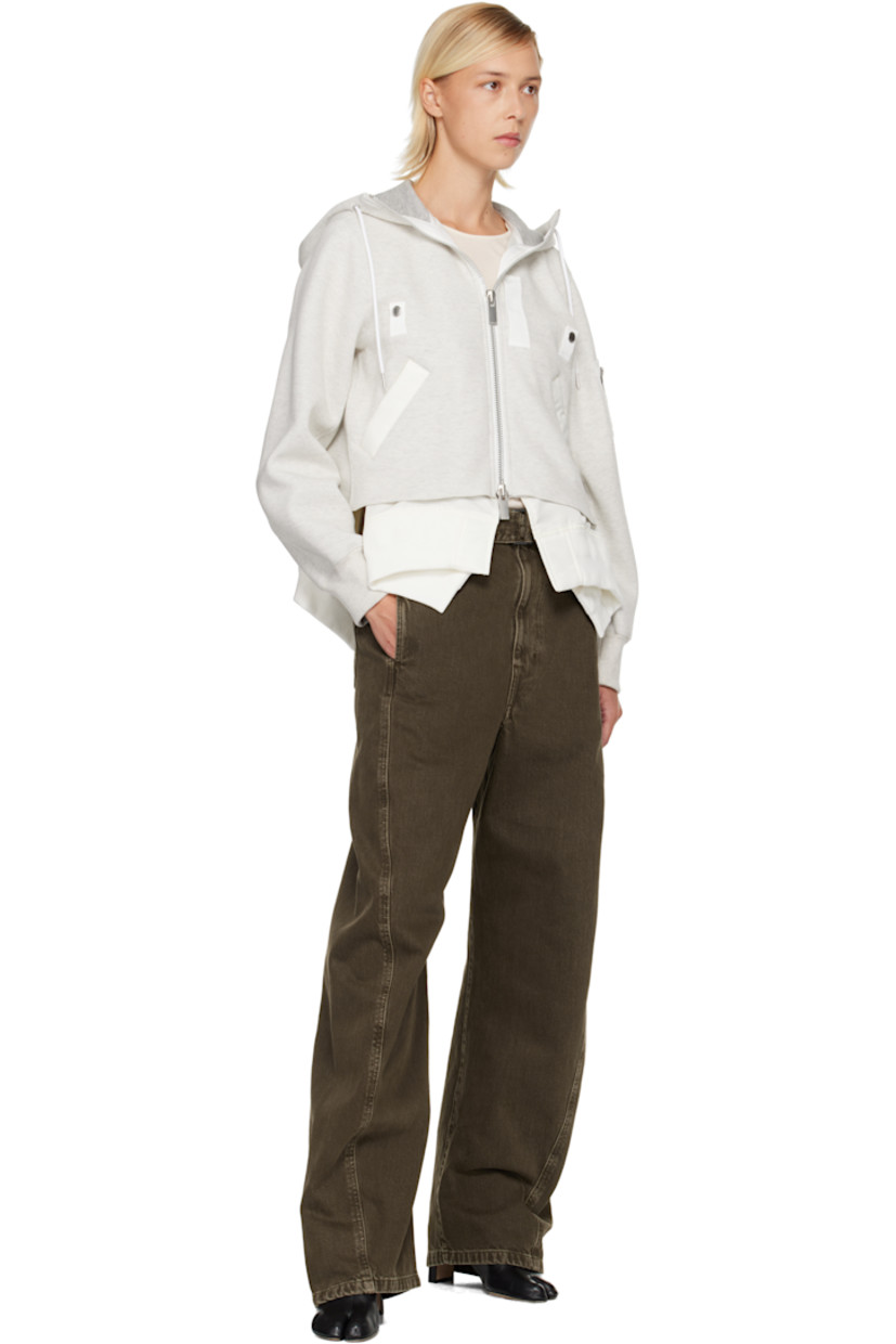Heavyweight cotton-blend jersey hoodie. Integrated nylon satin underlay with rib-knit trim and vents at hem.

· Drawstring at hood
· Two-way zip closure
· Press-stud tabs at chest
· Welt pockets at waist
· Cropped hem
· Utility pocket at sleeve
· Rib-knit cuffs
· Partial mesh lining

Supplier color: Ecru/Off white
