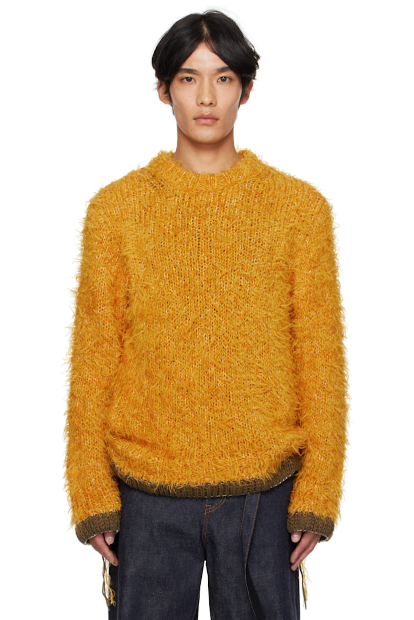 Shag-knit sweater.

· Rib-knit crewneck, hem, and cuffs
· Extended trim at hem and cuffs

Supplier color: Yellow