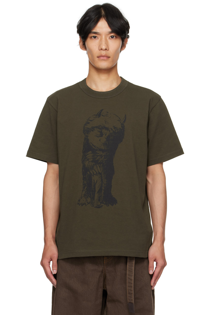 Cotton jersey T-shirt.

· Rib-knit crewneck
· Graphic printed at front
· Logo printed at back collar
· Text embroidered at back

Part of the Where The Wild Things Are capsule.

Supplier color: D/khaki