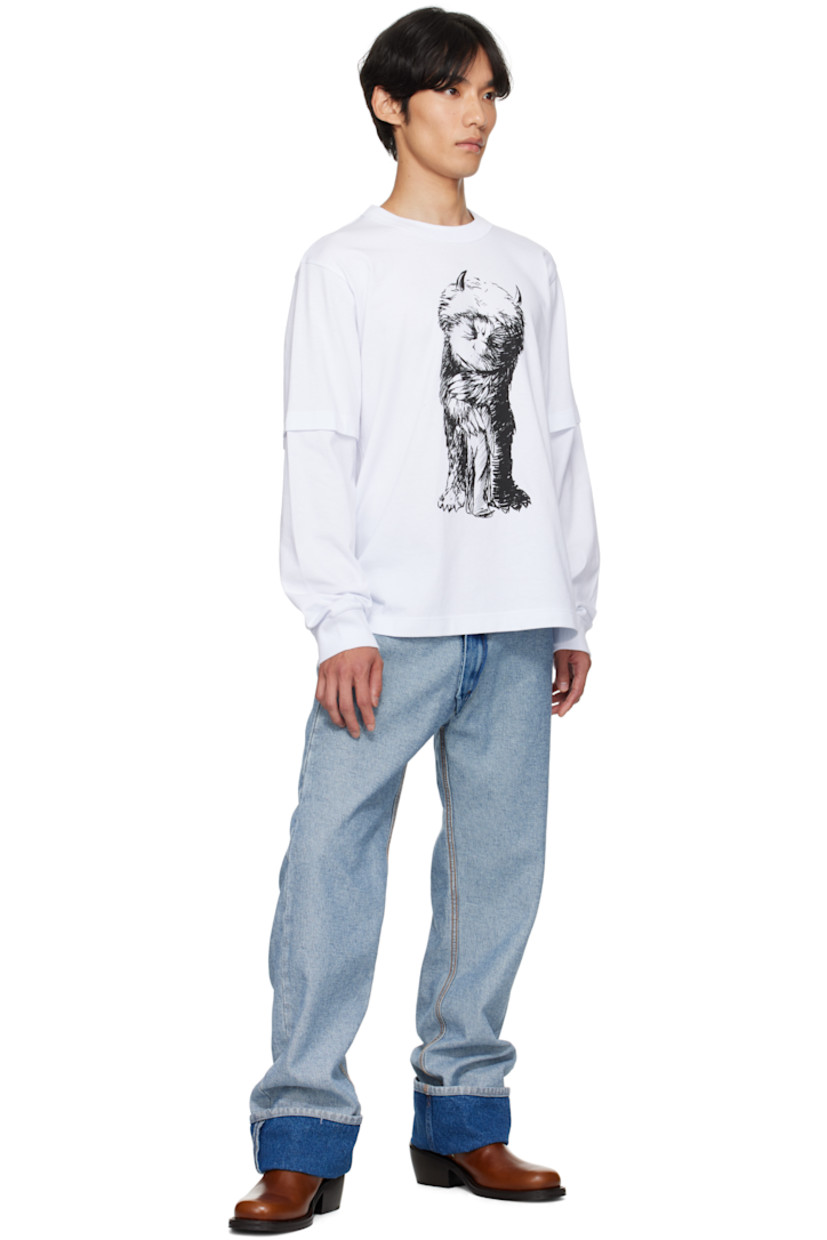 Cotton jersey T-shirt. 

· Rib-knit crewneck and cuffs
· Graphic printed at front 
· Layered sleeves 
· Logo and text printed at back 

Part of the Where The Wild Things Are capsule.
 
Supplier color: White