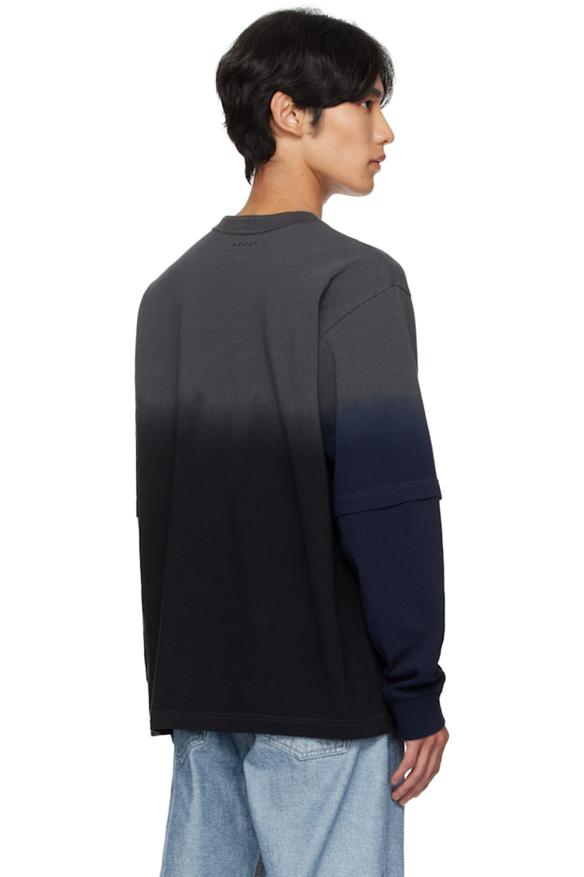 Garment-dyed cotton jersey T-shirt. 

· Gradient pattern throughout
· Rib-knit crewneck and cuffs
· Patch pocket at chest
· Dropped shoulders
· Layered sleeves
· Logo printed at back collar 

Supplier color: Black