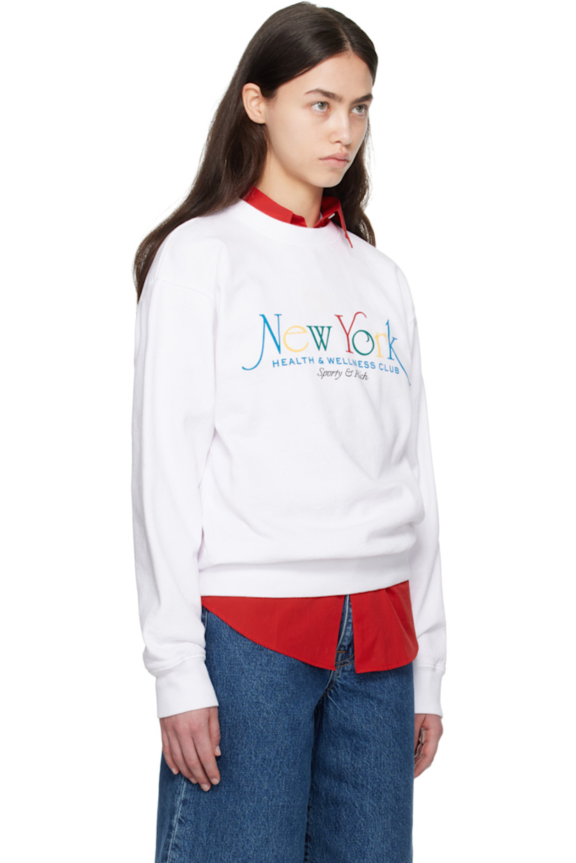 Garment-dyed 11.5 oz cotton fleece sweatshirt. 

· Pre-shrunk
· Rib-knit crewneck, hem, and cuffs
· Text and logo printed at front
· Dropped shoulders

Supplier color: White/Multi