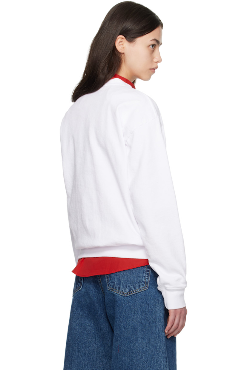 Garment-dyed 11.5 oz cotton fleece sweatshirt. 

· Pre-shrunk
· Rib-knit crewneck, hem, and cuffs
· Text and logo printed at front
· Dropped shoulders

Supplier color: White/Multi