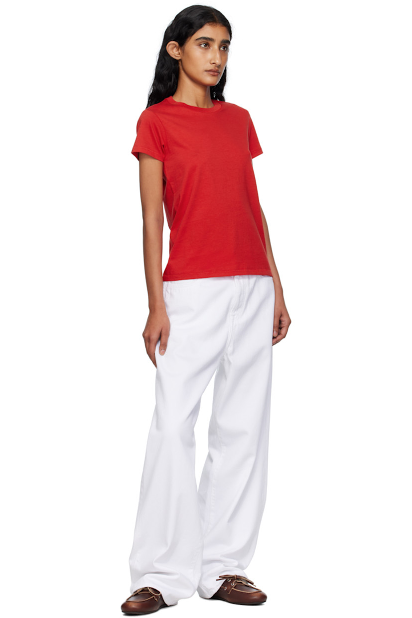 Washed cotton jersey T-shirt. Rib-knit crewneck.

Supplier color: Pimento