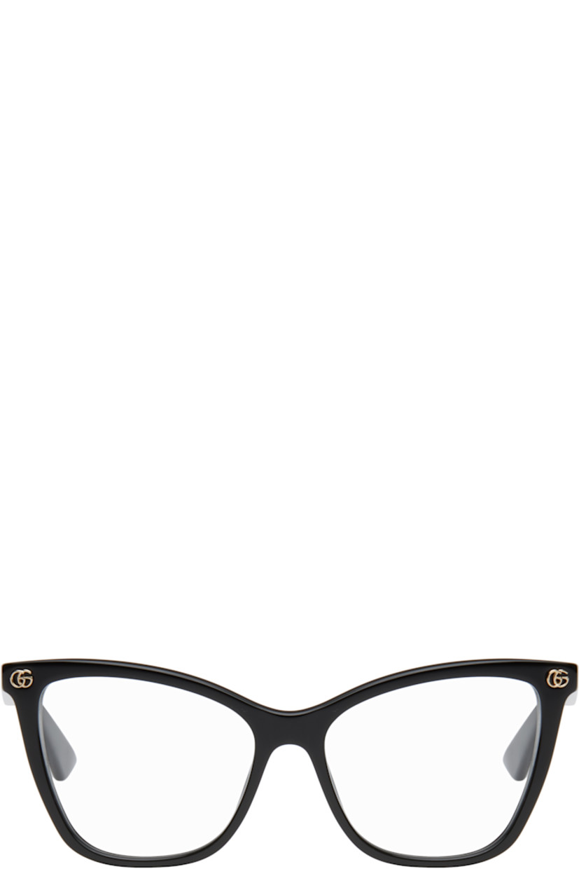 Cat-eye acetate-frame optical glasses in black.

· Integrated nose pads
· Logo hardware at face
· Includes pouch
· Size: 55.16 140

Supplier color: Black