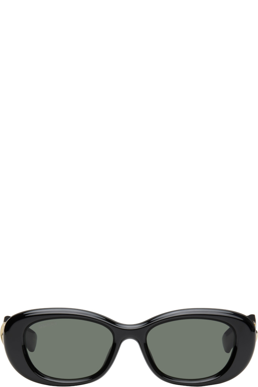 Oval acetate-frame sunglasses in black.

· Gray lenses
· 100% UVA/UVB protection, category 3
· Logo etched at lens
· Integrated nose pads
· Logo hardware at temples
· Includes pouch
· Size: 53.18 145

Supplier color: Black