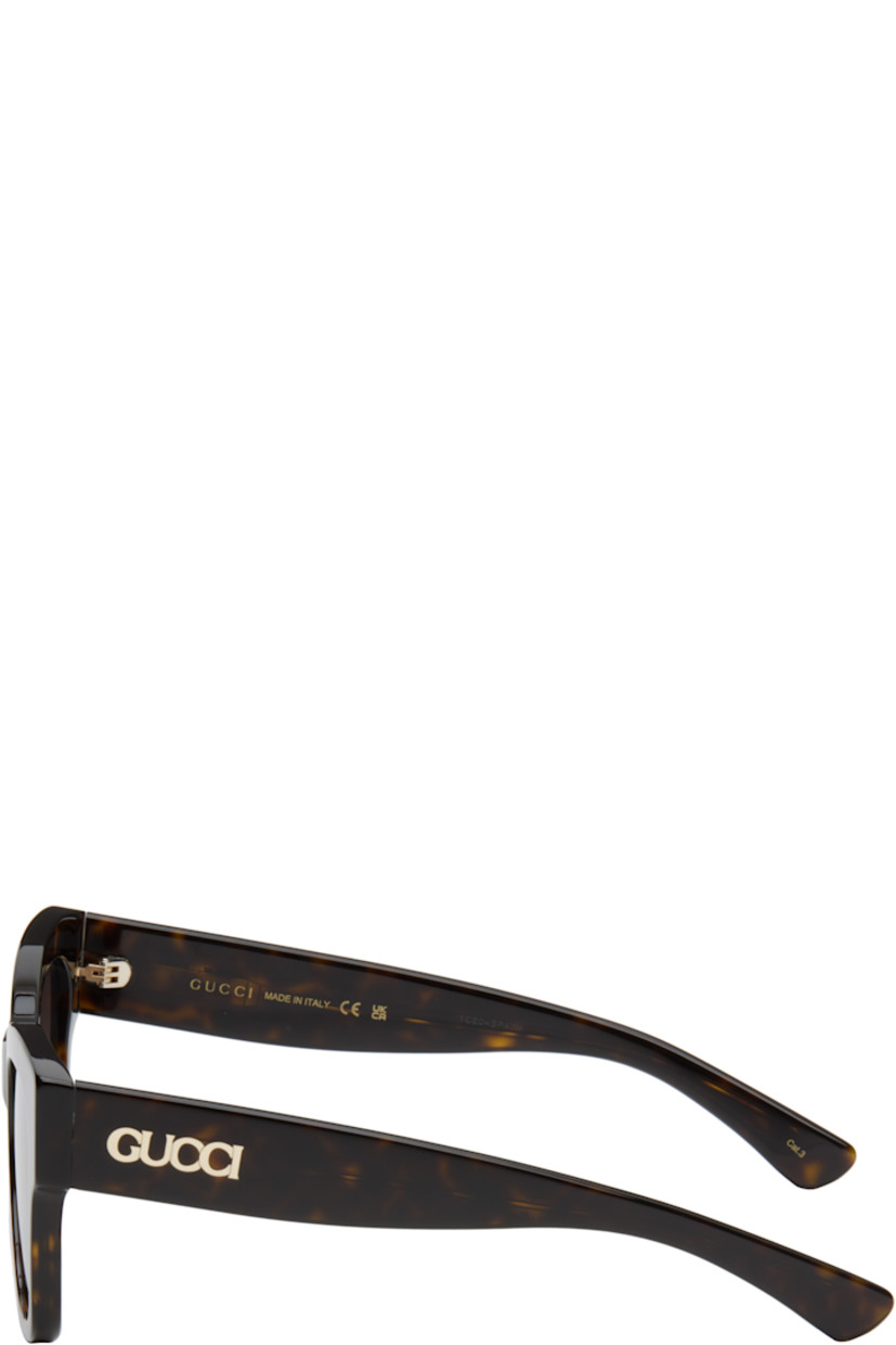 Square tortoiseshell acetate-frame sunglasses in brown.

· Brown lenses
· 100% UVA/UVB protection, category 3
· Logo etched at lens
· Integrated nose pads
· Inset logo hardware at temples
· Exposed core wire at arms
· Includes pouch
· Size: 53.20 145

Supplier color: Dark tortoiseshell