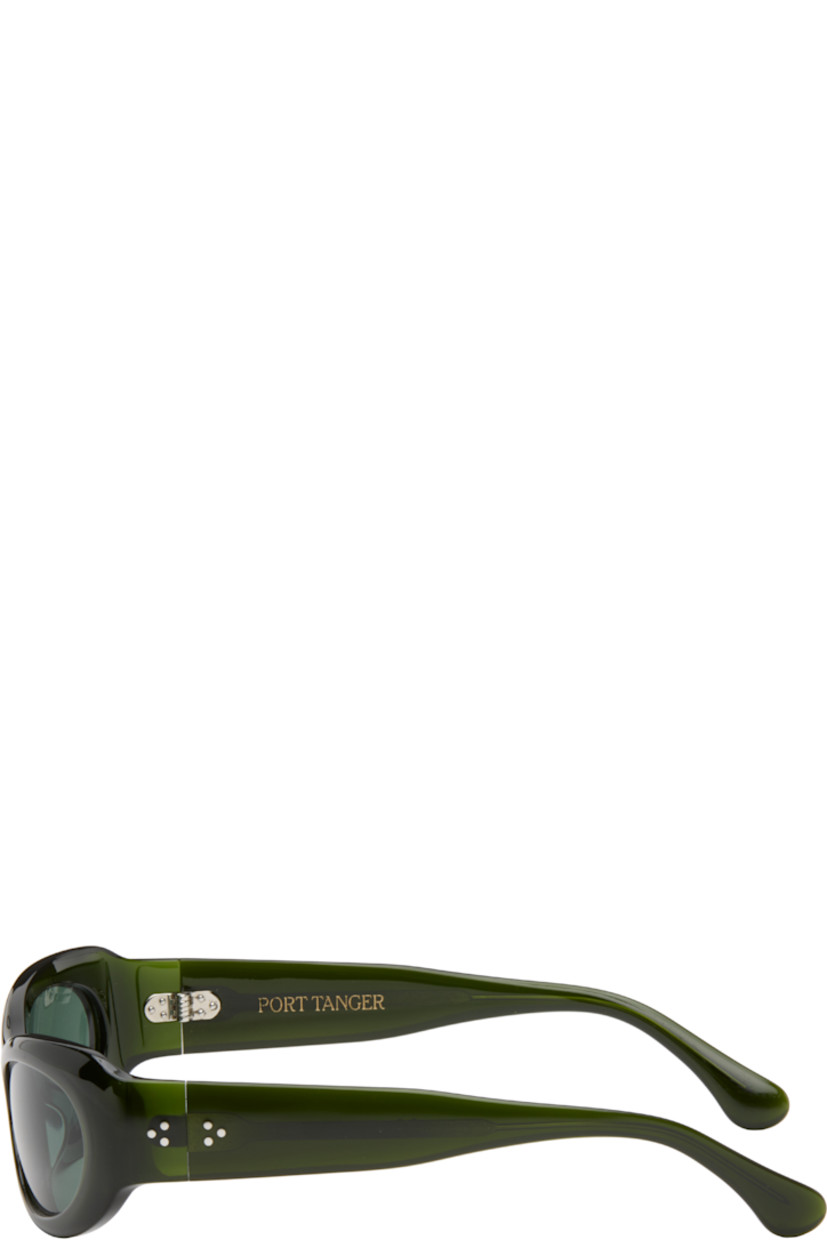 Handcrafted oval cat-eye semi-transparent acetate-frame sunglasses in green. 

· Green lenses
· 100% UVA/UVB protection 
· Integrated nose pads
· Rivets at temples
· Exposed core wires 
· Includes pouch
· Size: 53.21 135

Part of the exclusive SSENSE HEAT capsule.

Supplier color: Green/Green
