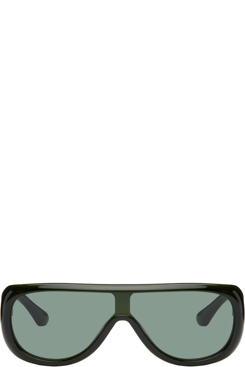 Handcrafted aviator-style semi-transparent acetate-frame sunglasses in green. 

· Green lens
· 100% UVA/UVB protection 
· Integrated nose pads
· Rivets at temples
· Exposed core wires 
· Includes pouch
· Size: 52.22 135

Part of the exclusive SSENSE HEAT capsule.

Supplier color: Green/Green