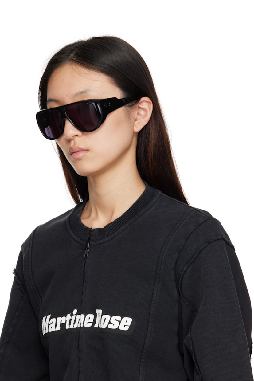 Handcrafted aviator-style cellulose acetate-frame sunglasses.

· Gray lenses 
· 100% UVA/UVB protection
· Integrated nose pads
· Rivets at temples
· Silver-tone hardware
· Includes pouch
· Size: 59.10 137

Part of the Icon collection.

Supplier color: Black/Black