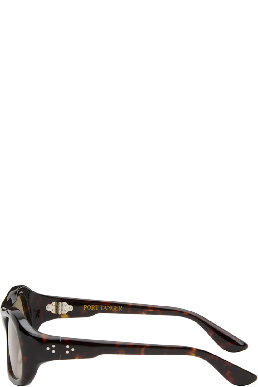 Handcrafted aviator-style tortoiseshell cellulose acetate-frame sunglasses.

· Green lenses
· 100% UVA/UVB protection
· Integrated nose pads
· Rivets at temples
· Exposed core wires
· Silver-tone hardware
· Includes pouch
· Size: 55.20 137

Part of the Bast collection. 

Supplier color: Myrrh/Olive