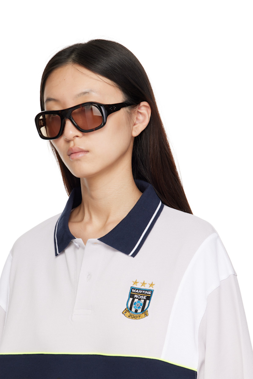 Handcrafted aviator-style tortoiseshell cellulose acetate-frame sunglasses.

· Green lenses
· 100% UVA/UVB protection
· Integrated nose pads
· Rivets at temples
· Exposed core wires
· Silver-tone hardware
· Includes pouch
· Size: 55.20 137

Part of the Bast collection. 

Supplier color: Myrrh/Olive