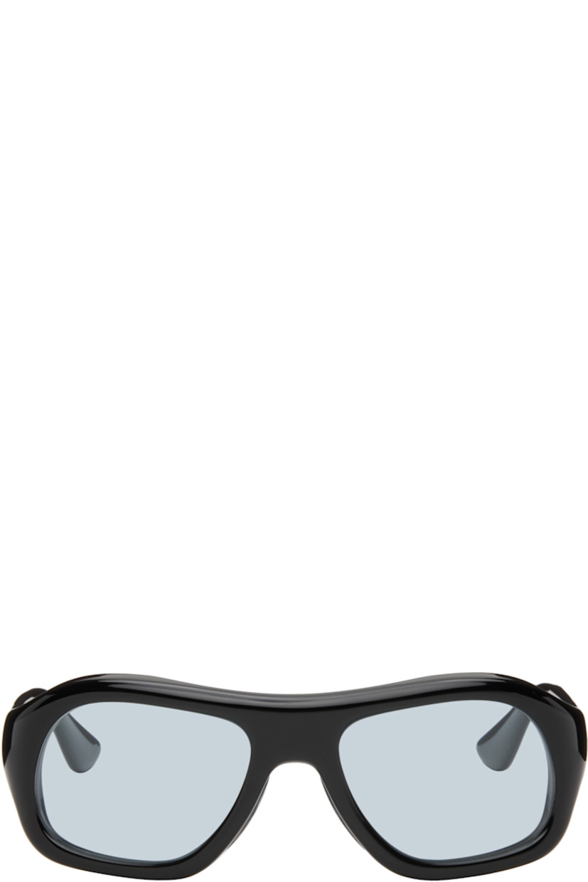 Handcrafted aviator-style cellulose acetate-frame sunglasses.

· Blue lenses
· 100% UVA/UVB protection
· Integrated nose pads
· Rivets at temples
· Silver-tone hardware
· Includes pouch
· Size: 55.20 137

Part of the Bast collection. 

Supplier color: Black/Rif blue