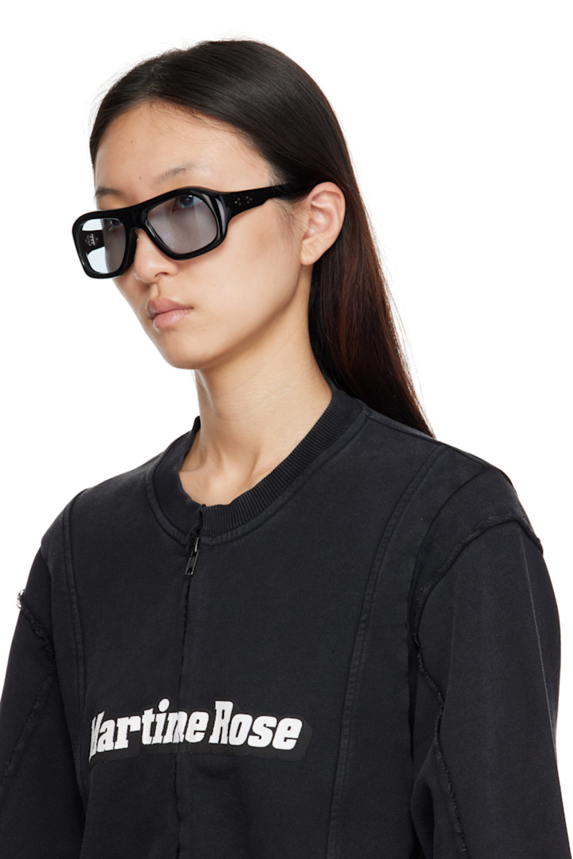Handcrafted aviator-style cellulose acetate-frame sunglasses.

· Blue lenses
· 100% UVA/UVB protection
· Integrated nose pads
· Rivets at temples
· Silver-tone hardware
· Includes pouch
· Size: 55.20 137

Part of the Bast collection. 

Supplier color: Black/Rif blue