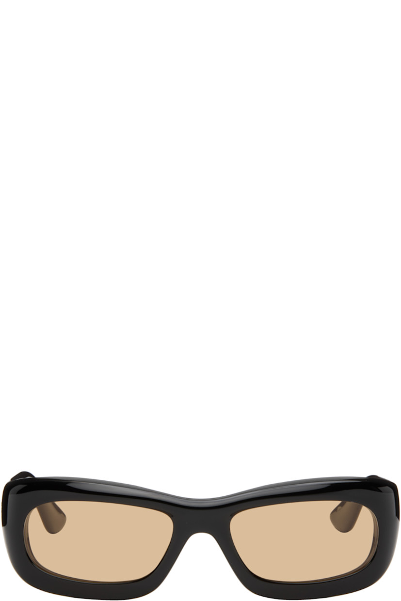 Handcrafted rectangular cellulose acetate-frame sunglasses.

· Brown lenses
· 100% UVA/UVB protection
· Integrated nose pads
· Signature rivets at temples
· Includes pouch
· Size: 56.19 137

Part of the Bast collection.

Supplier color: Black/Amber
