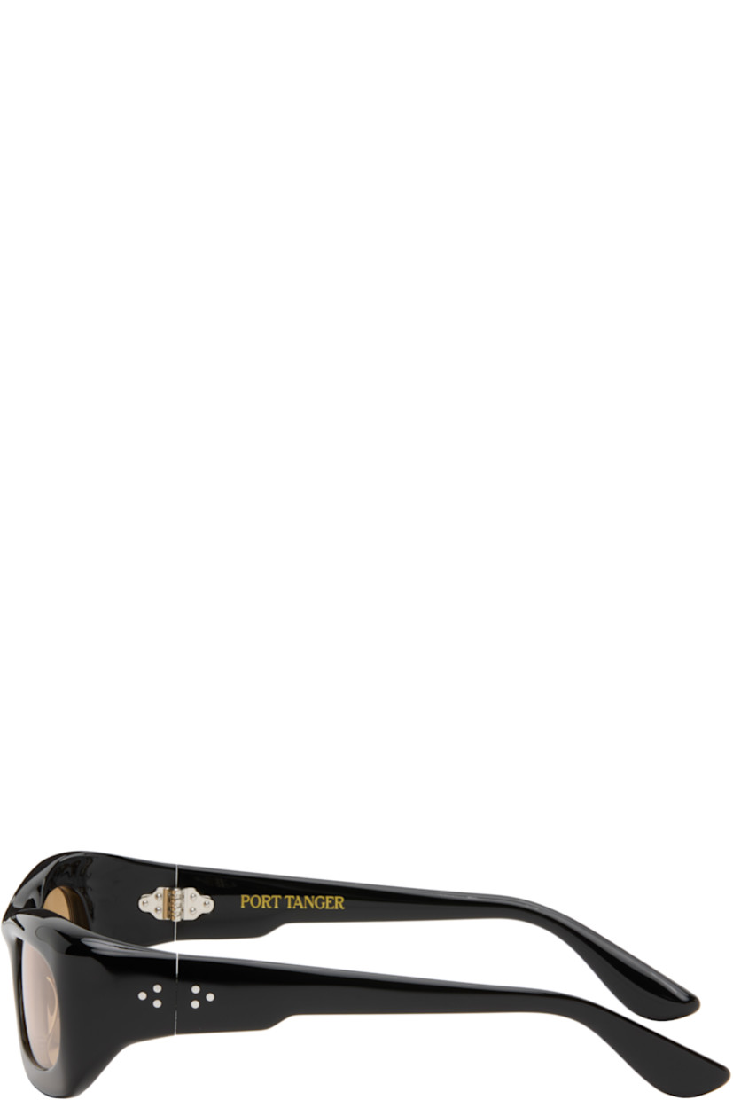 Handcrafted rectangular cellulose acetate-frame sunglasses.

· Brown lenses
· 100% UVA/UVB protection
· Integrated nose pads
· Signature rivets at temples
· Includes pouch
· Size: 56.19 137

Part of the Bast collection.

Supplier color: Black/Amber