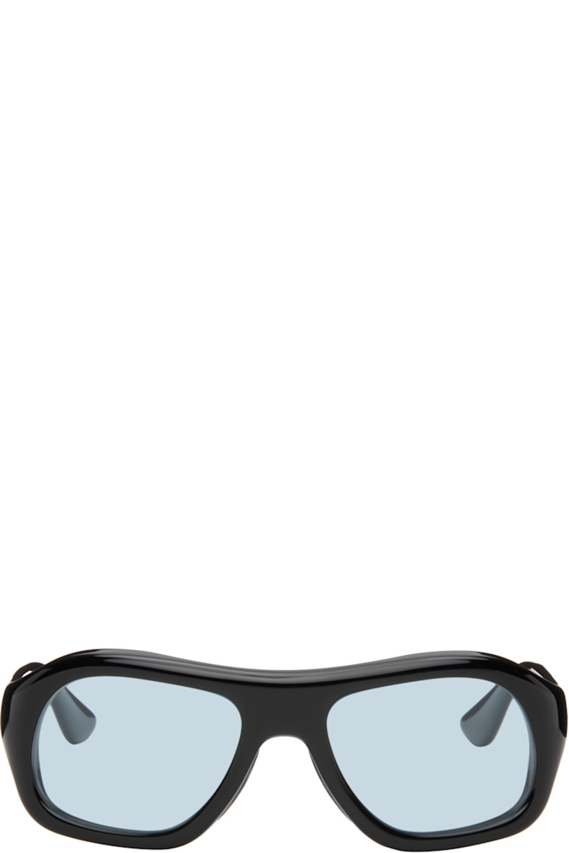 Handcrafted aviator-style cellulose acetate-frame sunglasses. 

· Blue lenses
· 100% UVA/UVB protection
· Integrated nose pads
· Rivets at temples
· Silver-tone hardware
· Includes pouch
· Size: 55.20 137

Part of the Bast collection. 

Supplier color: Black/Rif blue