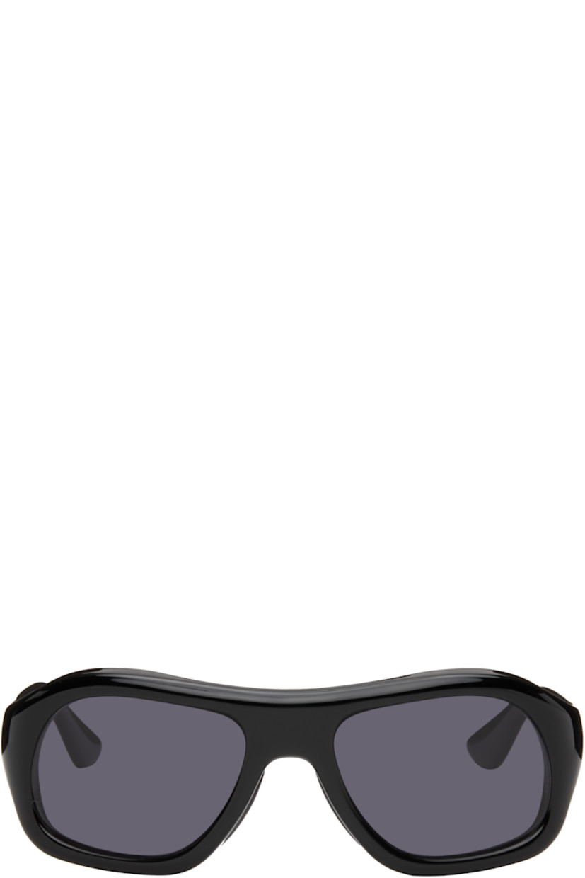 Handcrafted aviator-style cellulose acetate-frame sunglasses.

· Gray lenses
· 100% UVA/UVB protection
· Integrated nose pads
· Rivets at temples
· Silver-tone hardware
· Includes pouch
· Size: 55.20 137

Part of the Bast collection. 

Supplier color: Black/Black