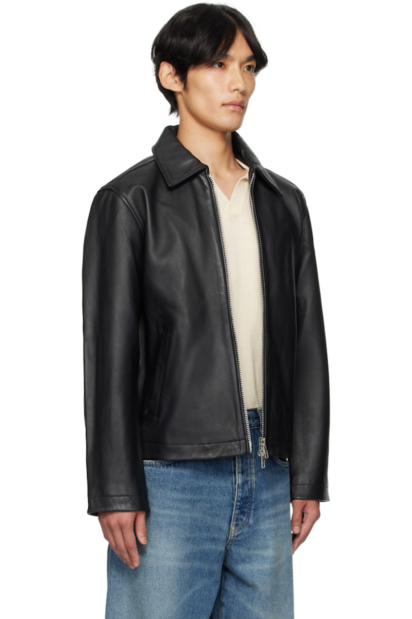 Grained lambskin jacket. 

· Spread collar
· Two-way zip closure
· Welt pockets at front
· Welt pocket at interior 
· Full satin lining 

Supplier color: Black