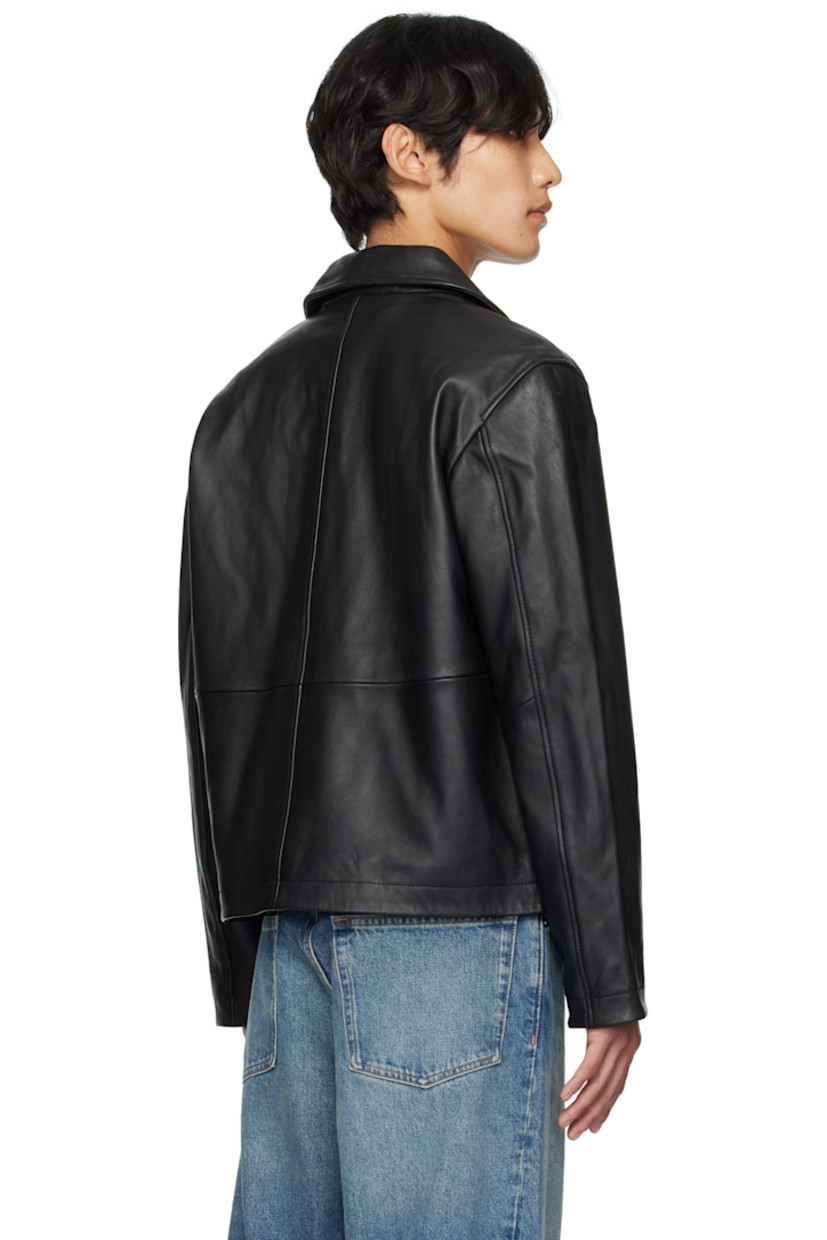 Grained lambskin jacket. 

· Spread collar
· Two-way zip closure
· Welt pockets at front
· Welt pocket at interior 
· Full satin lining 

Supplier color: Black