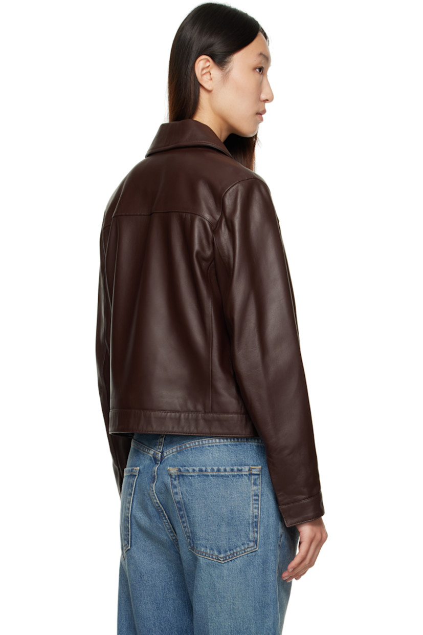 Buffed lambskin jacket.

· LWG-certified
· Spread collar
· Concealed zip closure with press-stud placket
· Welt pockets at waist
· Press-stud barrel cuffs
· Welt pocket at interior
· Viscose twill lining

Supplier color: Brown