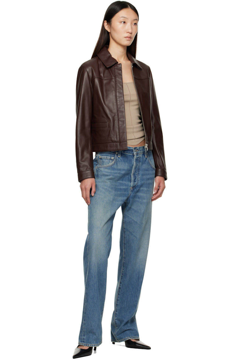 Buffed lambskin jacket.

· LWG-certified
· Spread collar
· Concealed zip closure with press-stud placket
· Welt pockets at waist
· Press-stud barrel cuffs
· Welt pocket at interior
· Viscose twill lining

Supplier color: Brown