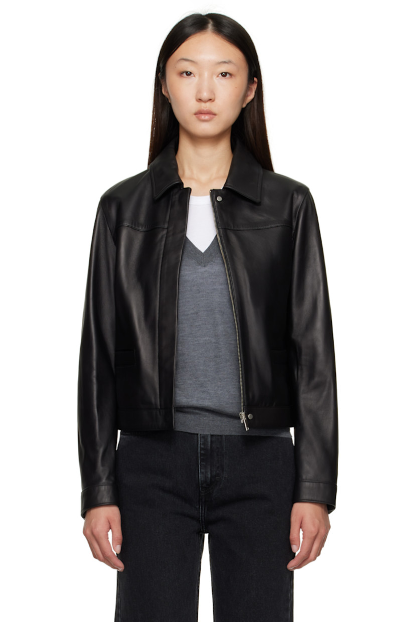 Buffed lambskin jacket.

· LWG-certified
· Spread collar
· Concealed zip closure with press-stud placket
· Welt pockets at waist
· Press-stud barrel cuffs
· Welt pocket at interior
· Viscose twill lining

Supplier color: Black
