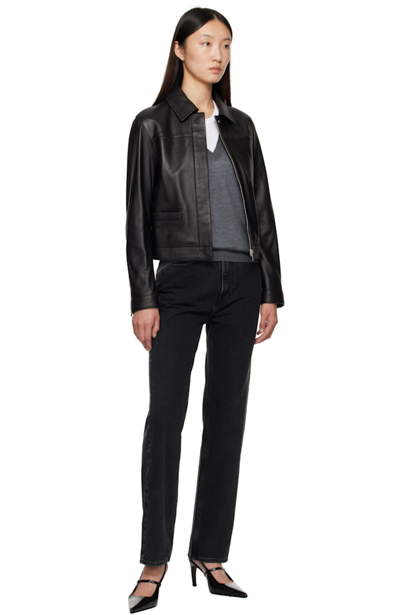 Buffed lambskin jacket.

· LWG-certified
· Spread collar
· Concealed zip closure with press-stud placket
· Welt pockets at waist
· Press-stud barrel cuffs
· Welt pocket at interior
· Viscose twill lining

Supplier color: Black