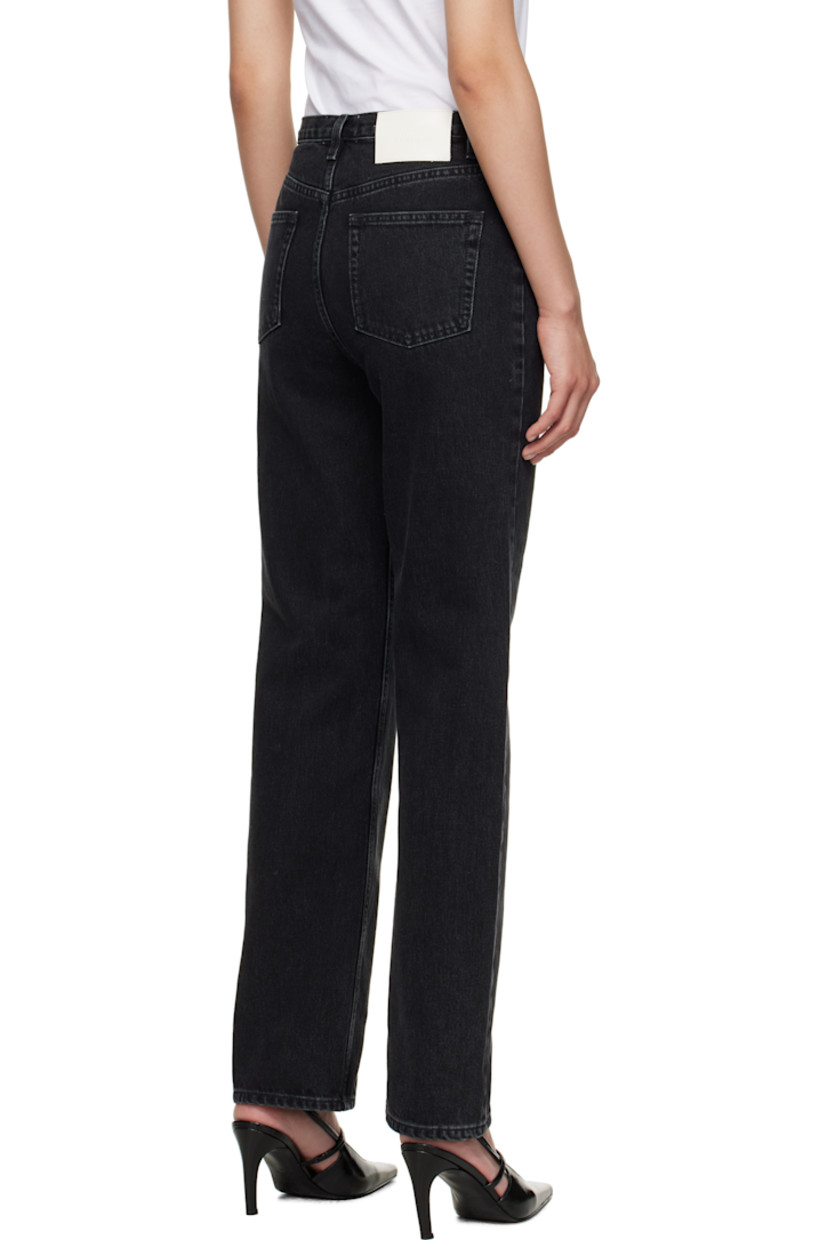 Non-stretch organic cotton denim jeans.

· Straight-leg
· Belt loops
· Five-pocket styling
· Zip fly
· Logo patch at back waistband
· Silver-tone hardware

Supplier color: Washed grey