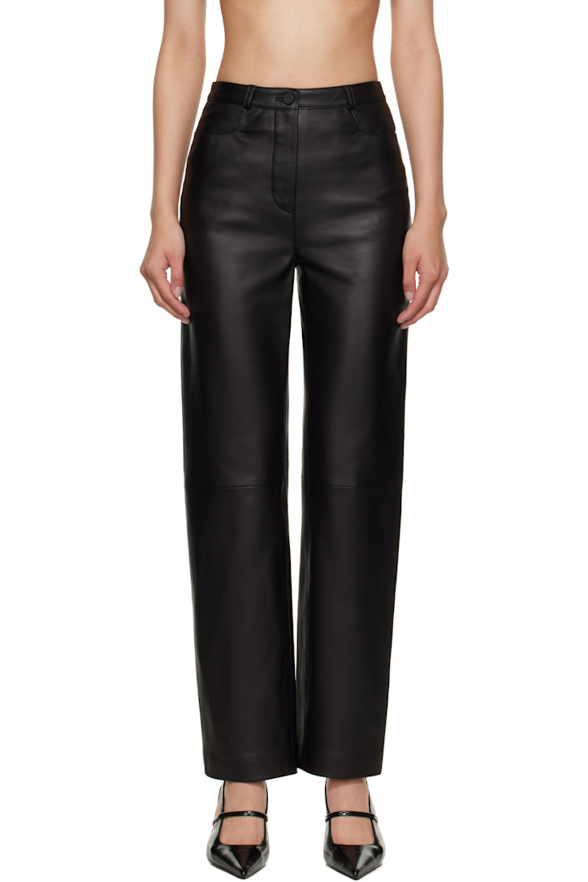Buffed lambskin pants.

· LWG-certified
· Straight-leg
· Mid-rise
· Belt loops
· Three-pocket styling
· Zip fly
· Partial viscose twill lining

Supplier color: Black