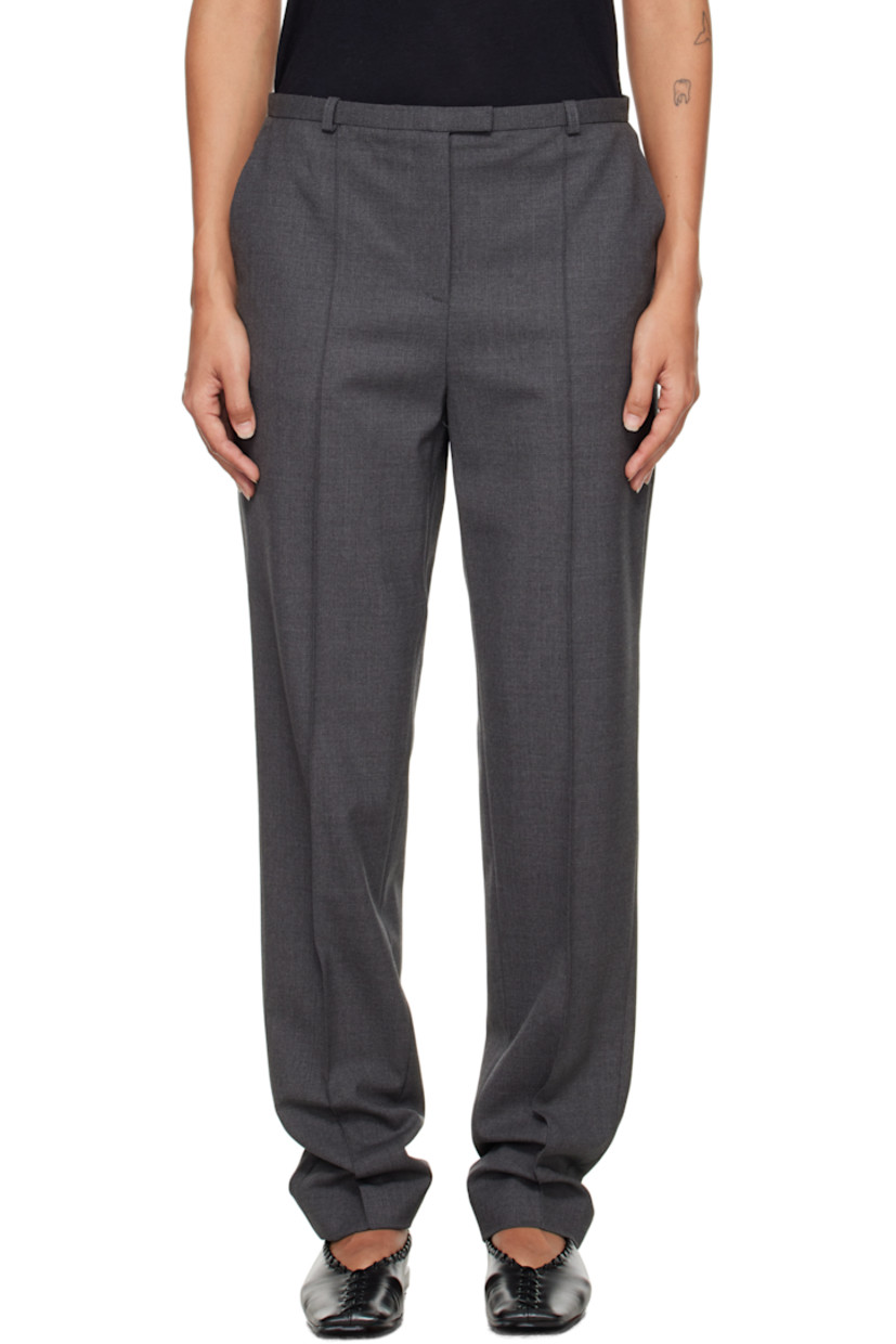 Stretch virgin wool twill trousers.

· OEKO-TEX® STANDARD 100-certified
· Tapered
· Mid-rise
· Belt loops
· Two-pocket styling
· Zip fly
· Pinched seam at legs

Supplier color: Anthracite melange