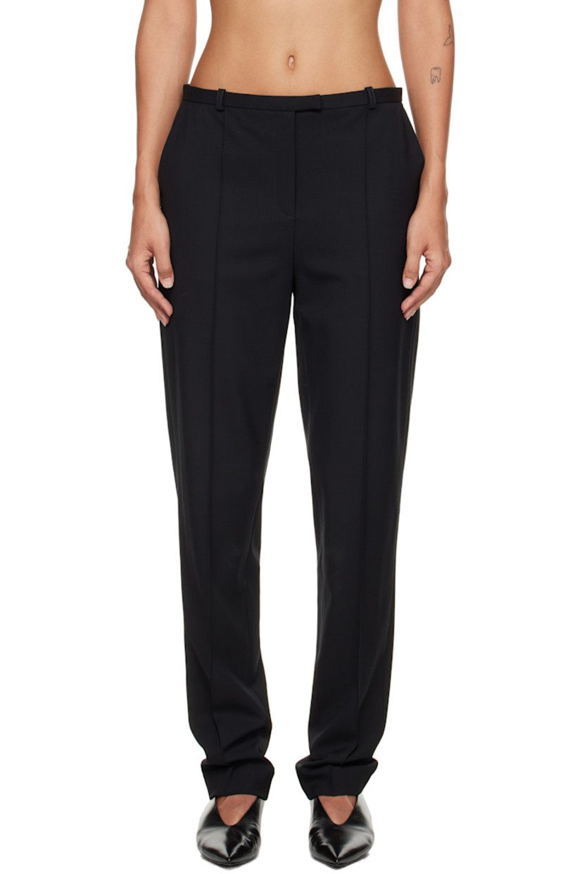 Stretch virgin wool twill trousers.

· OEKO-TEX® STANDARD 100-certified
· Tapered
· Mid-rise
· Belt loops
· Two-pocket styling
· Zip fly
· Pinched seam at legs

Supplier color: Black