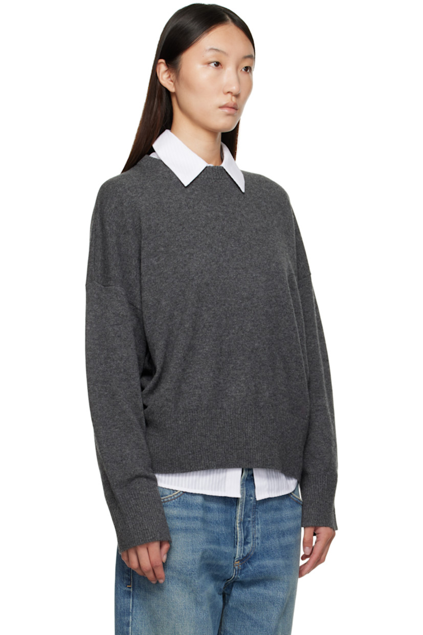 Knit cashmere sweater.

· OEKO-TEX® STANDARD 100-certified
· Rib-knit crewneck, hem, and cuffs
· Dropped shoulders

Supplier color: Slate grey