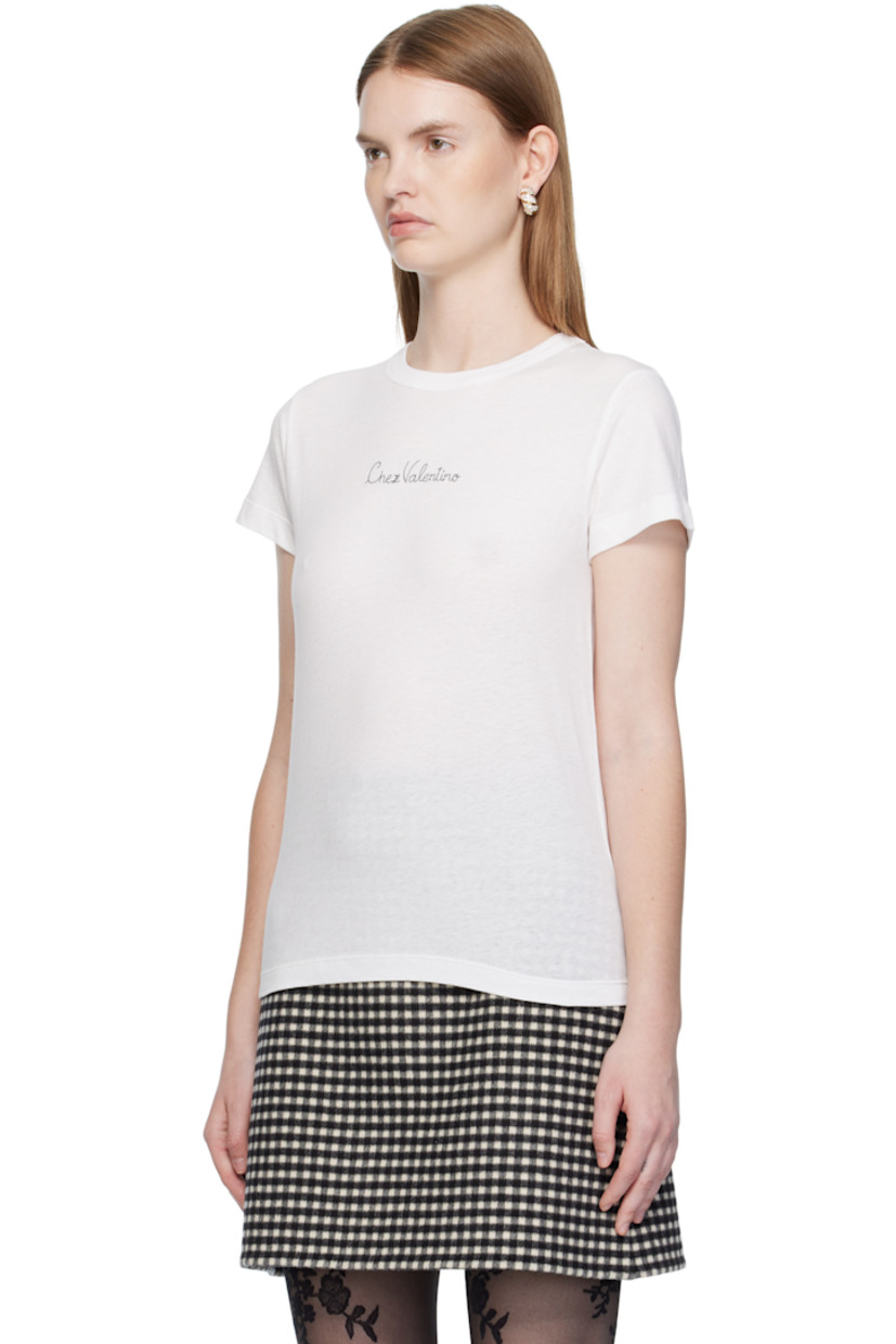 Cotton jersey T-shirt. 

· Crewneck
· Logo embroidered at chest

Supplier color: Ivory
