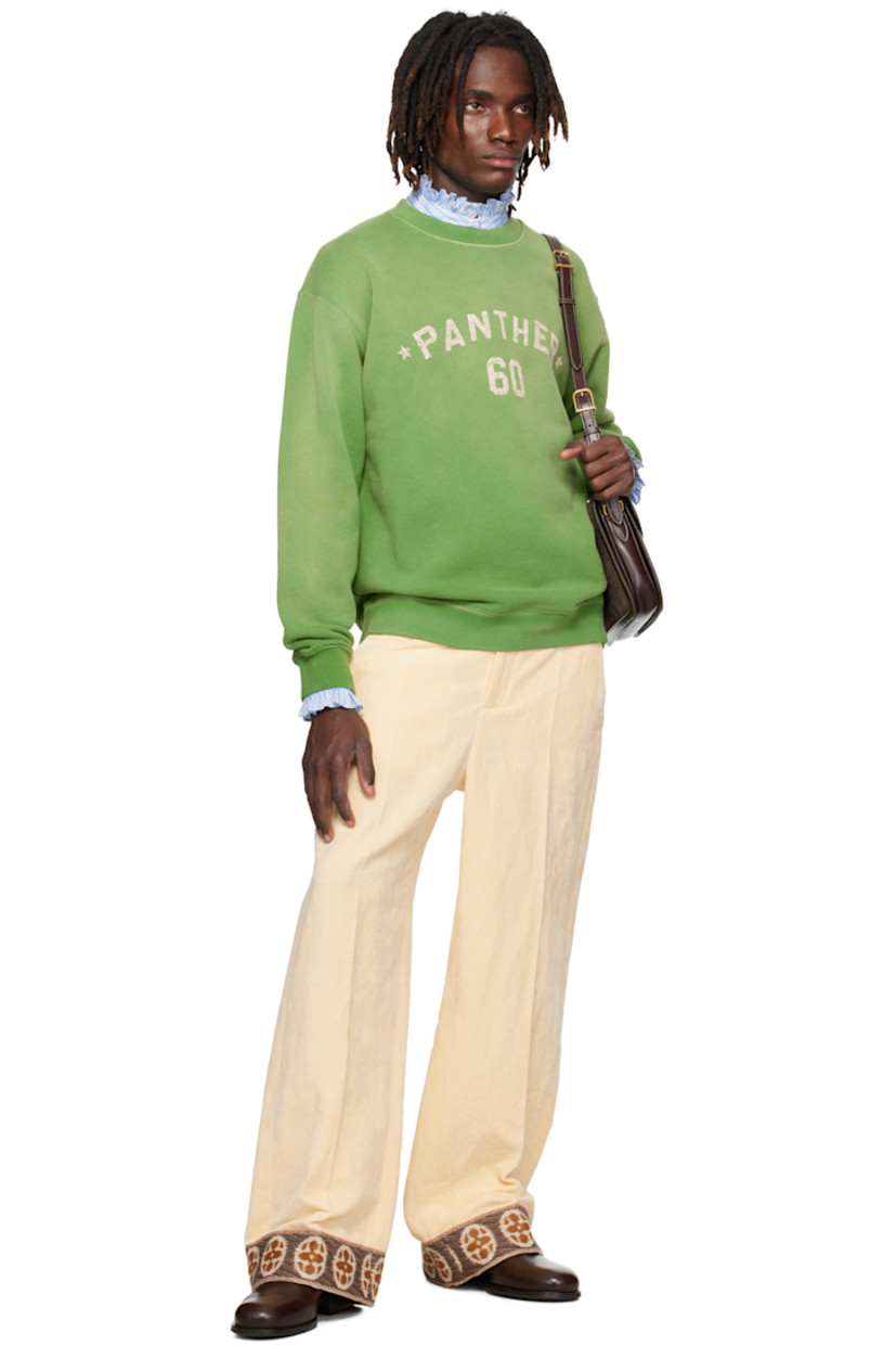 Flocked woven cotton-blend trousers.

· Belt loops
· Four-pocket styling
· Zip fly 
· Creased legs 
· Jacquard patterned trim at cuffs
· Full satin twill lining

Supplier color: Burro