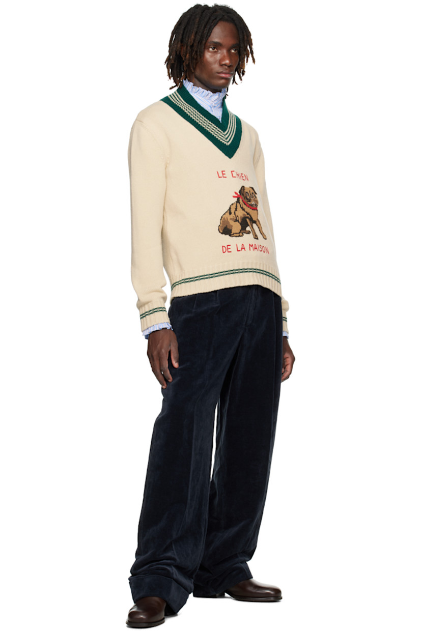 Cotton- and linen-blend velvet trousers.

· Belt loops
· Four-pocket styling
· Button fly
· Pleats at front
· Creased legs
· Rolled cuffs

Supplier color: Notte