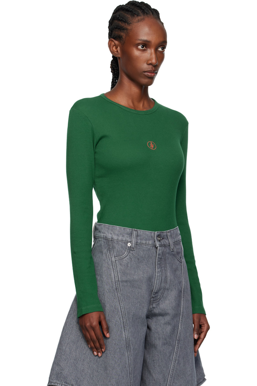 Rib-knit stretch cotton T-shirt.

· Crewneck
· Logo embroidered at chest

Supplier color: Dark green
