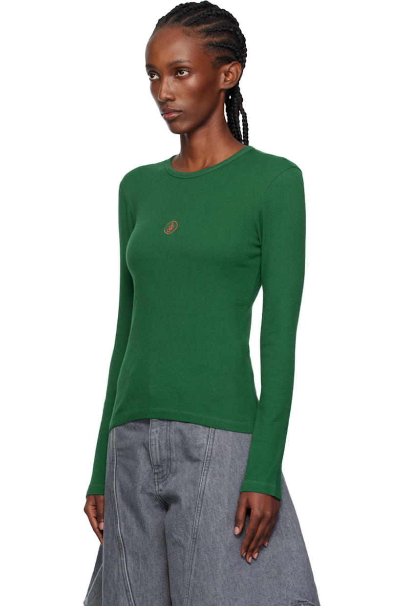 Rib-knit stretch cotton T-shirt.

· Crewneck
· Logo embroidered at chest

Supplier color: Dark green