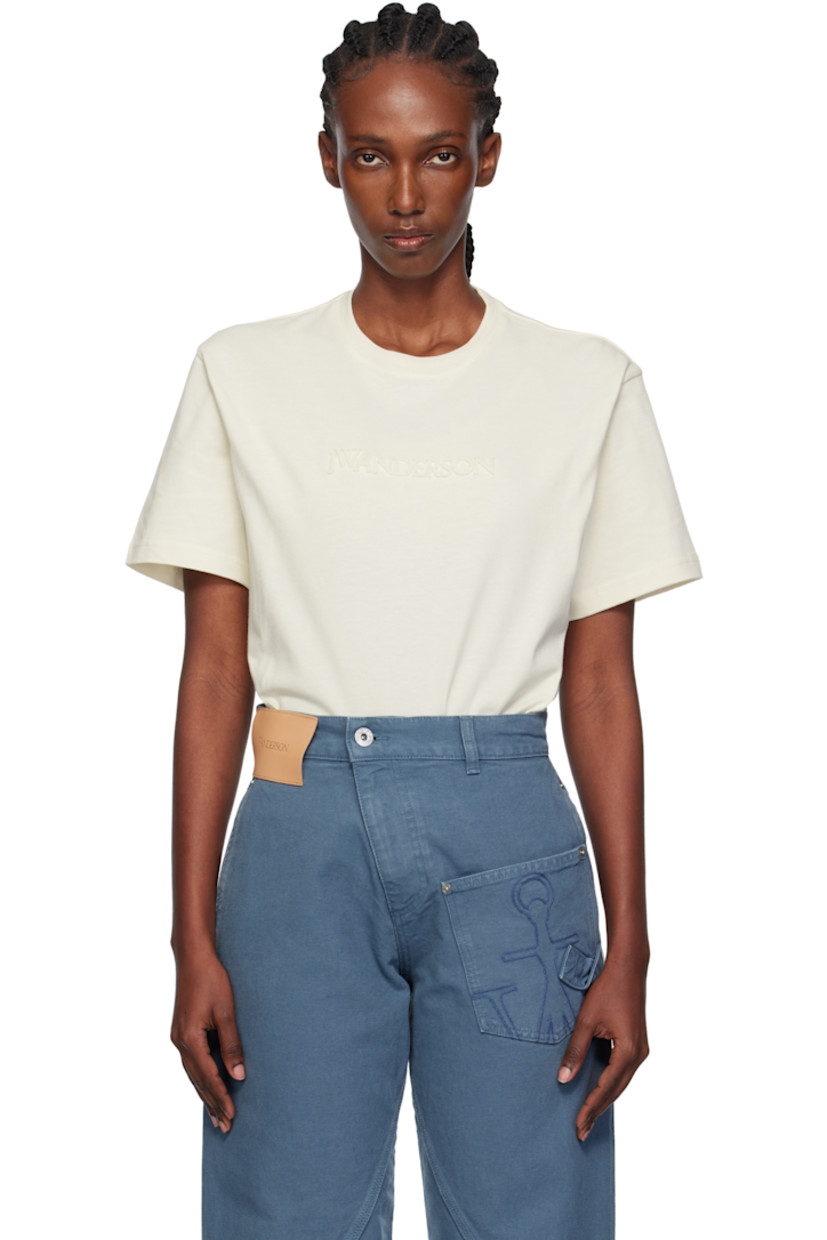 Cotton jersey T-shirt.

· Rib-knit crewneck
· Logo flocked at chest

Supplier color: Off white